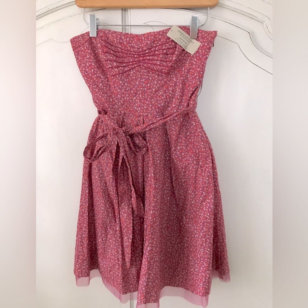 American Eagle Cotton Strapless Dress NWT Ditzy print size 4